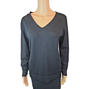 Banana Republic Women's Black V-Neck Merino Wool Long Sleeve Sweater Size Medium